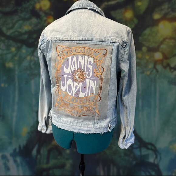 Upcycled Janis Joplin Denim Jacket | Vervet Size M | Kozmic Blues Rework - Picture 3 of 5